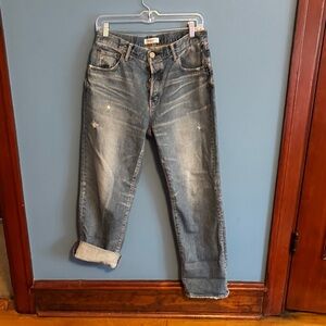 Moussy Relaxed Fit Distressed Blue Jeans